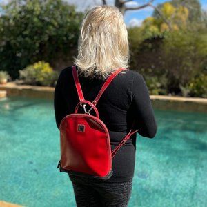 Dooney & Bourke Fashion Backpack, PARaSOLE, Almost New, Red Leather, 10"x11"